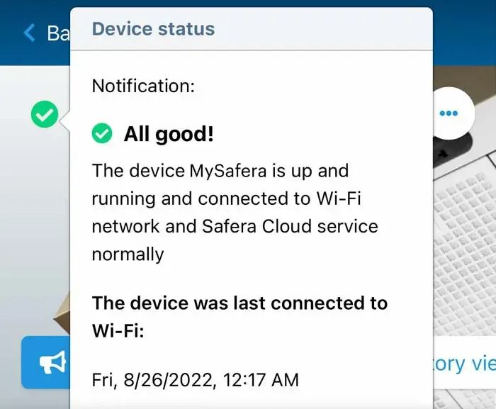 Safera Cloud device status