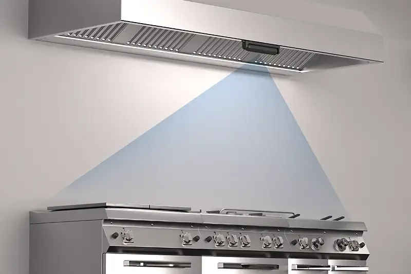 Safera FlowHero below the exhaust hood.