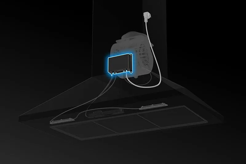 Power I/O Box connects the main unit, lighting, ventilation and other modules.