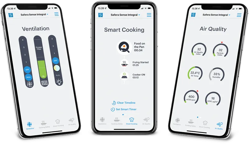 Safera Sense Integral App screens