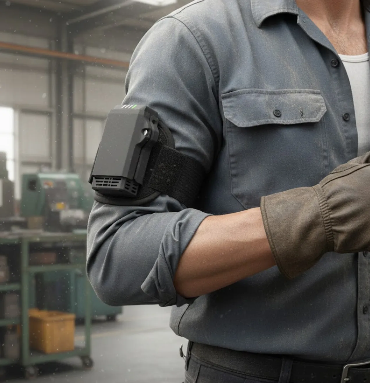 Safera DustHero on a worker's arm in an industrial environment